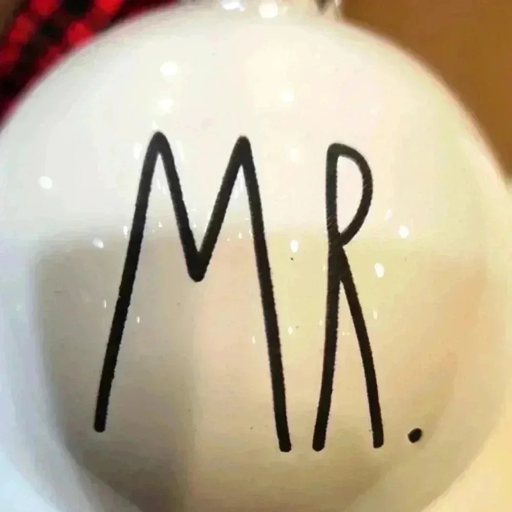Rae Dunn Black & White Ornaments Holiday Mr. & Mrs. 2018 set Anniversary Wedding